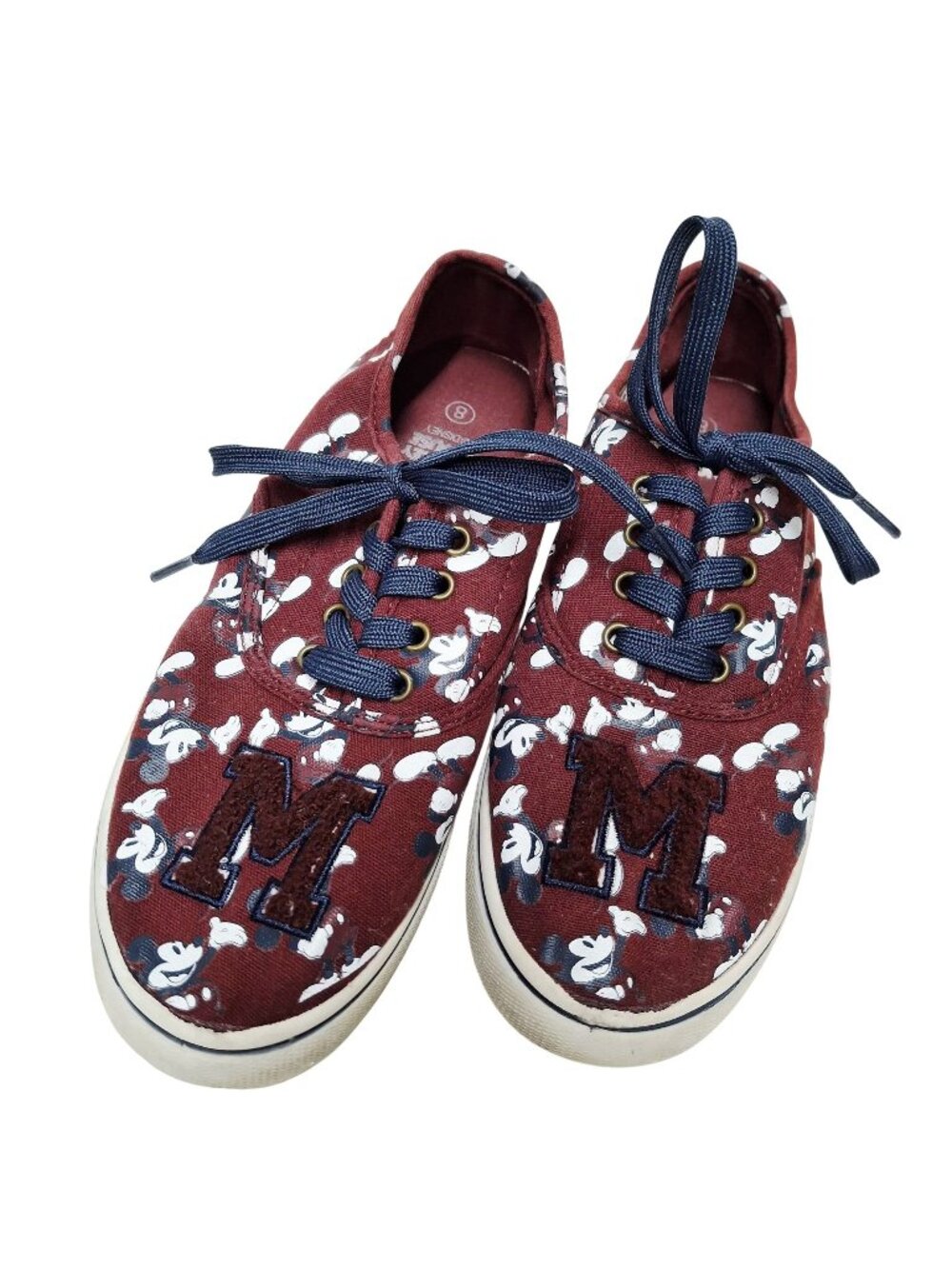 Mickey Mouse Disney Canvas Lace Up Sneakers Size 8 Red Navy White Mens
